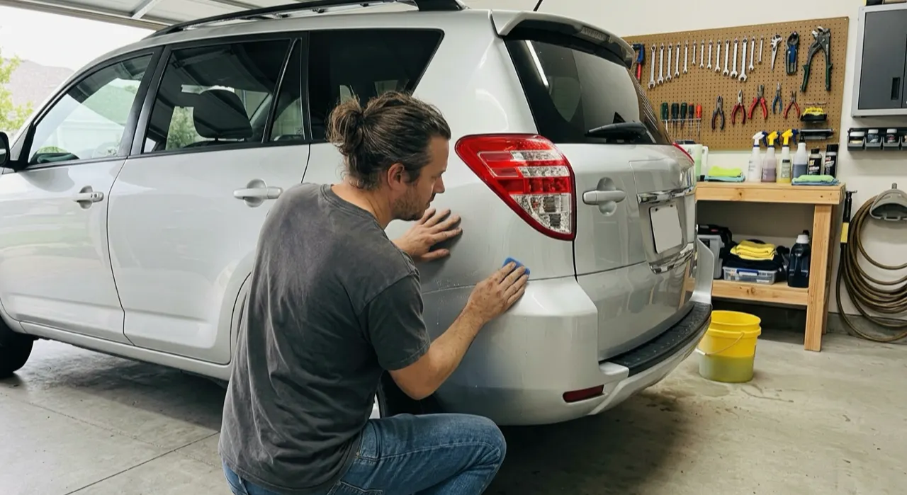 How to Clay Bar a Car (Without Marring the Paint) — a clay bar gliding across smooth glossy car paint
