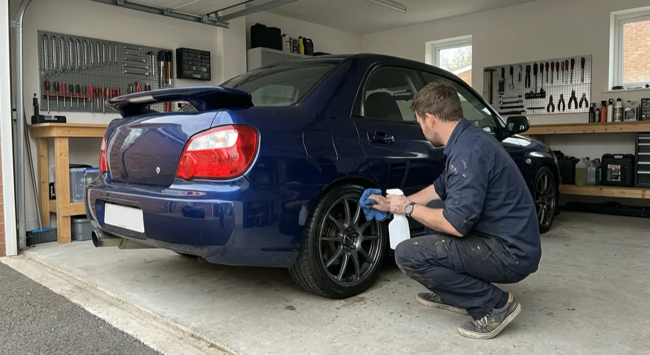 Water Spot Remover: Removing Mineral Spots for Good — a clay bar gliding across smooth glossy car paint