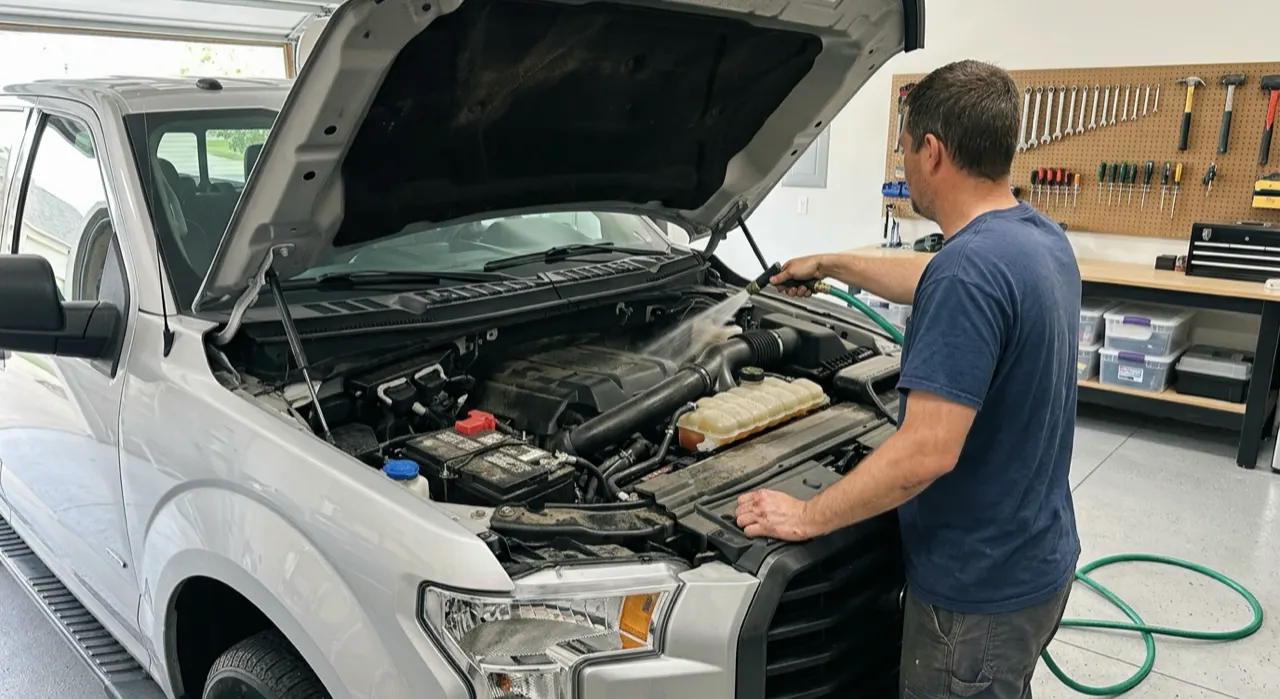 Is It Safe to Pressure Wash an Engine? Honest Take — a spotless freshly detailed car engine bay with clean hoses and covers