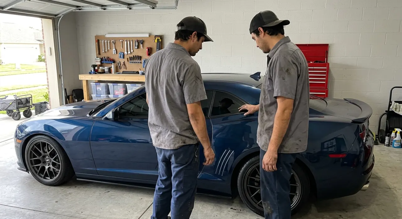 Car Window Tint Guide: VLT, Film Types & Laws — water beading tightly on a ceramic-coated glossy car panel