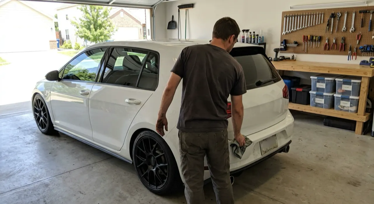 Protecting a New Car: The First 90 Days Plan — water beading tightly on a ceramic-coated glossy car panel