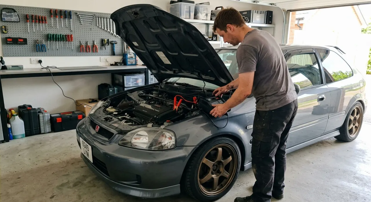 Car battery chargers and maintainers — in use