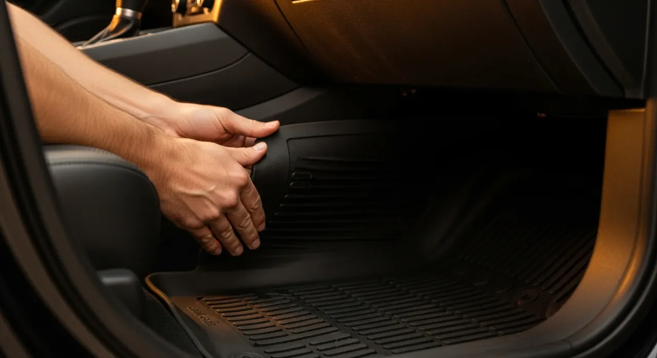 Car windshield sun shade — in use