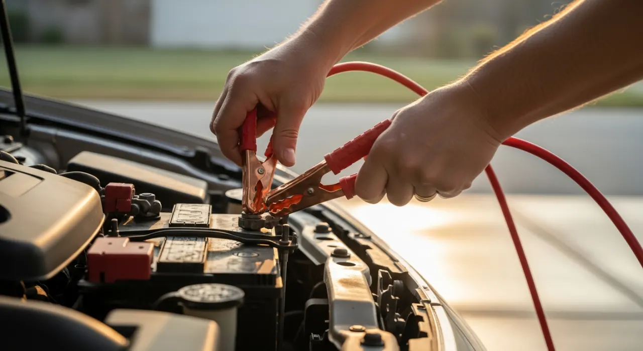Car battery testers — in use