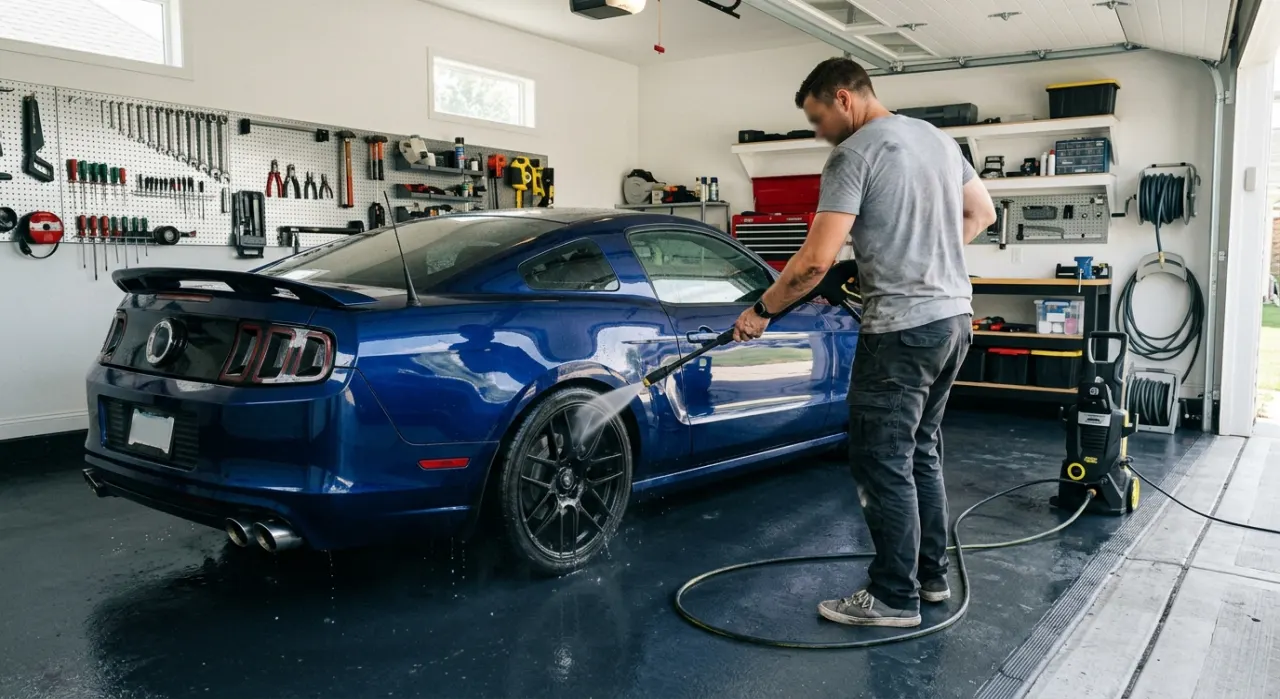 Is a Pressure Washer Worth It? An Honest Answer — in use on a vehicle