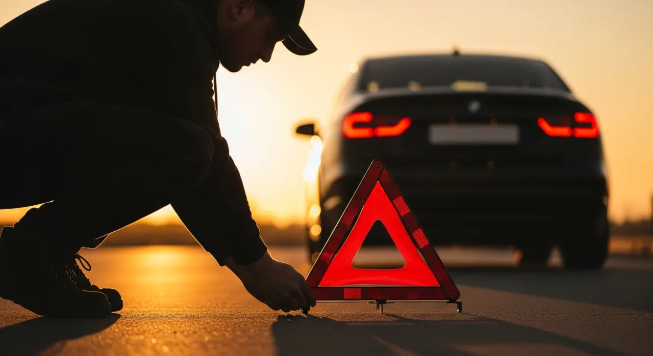 Car roadside emergency kits — in use