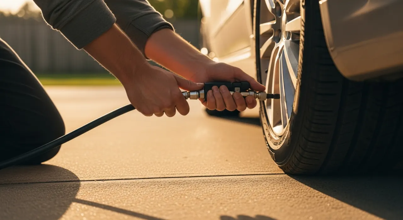 Plugging a flat tire — in use