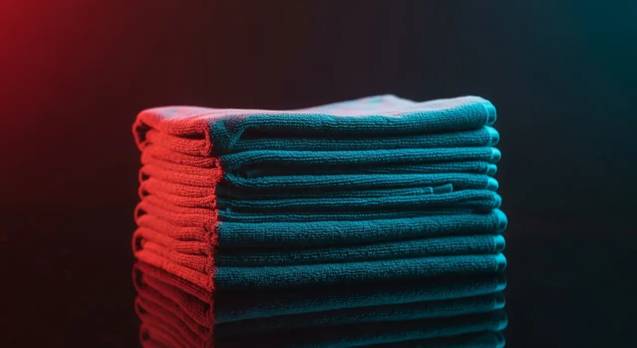 How to Wash Microfiber Towels (Keep Them Soft) — a neatly stacked pile of plush microfiber detailing towels