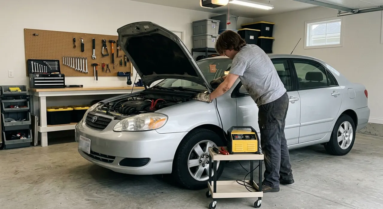 Best Solar Battery Maintainers — being worked on, seen from behind