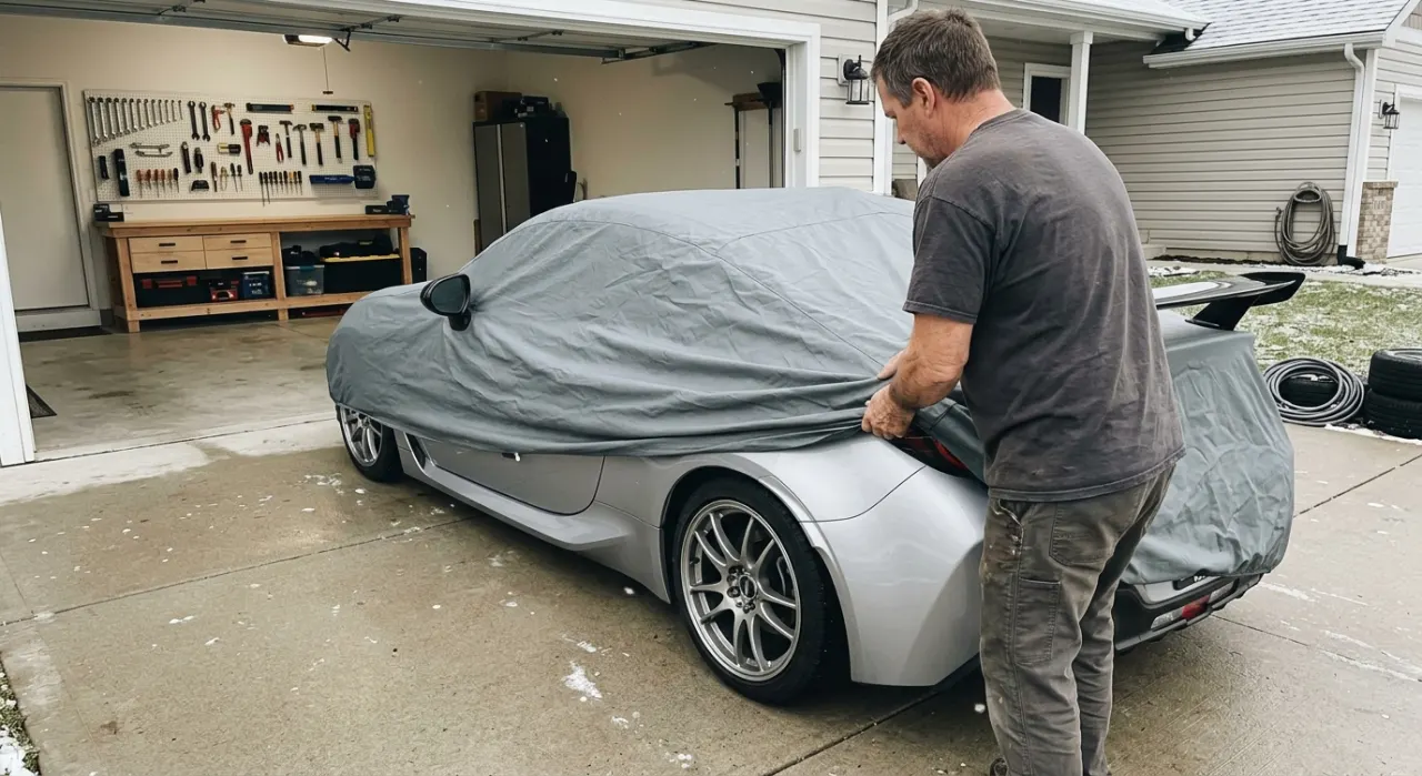 Best Car Cover for Snow — in use on a vehicle