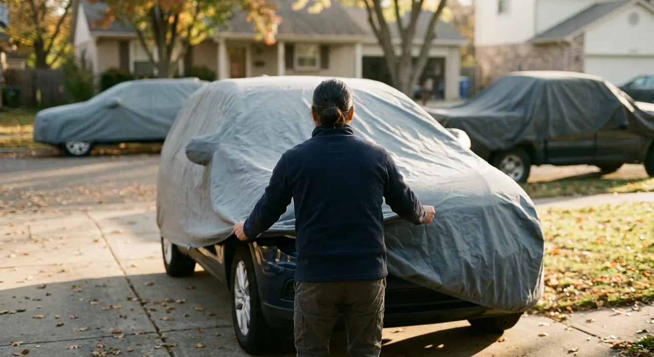 Best Car Covers for SUVs and Trucks — being worked on, seen from behind