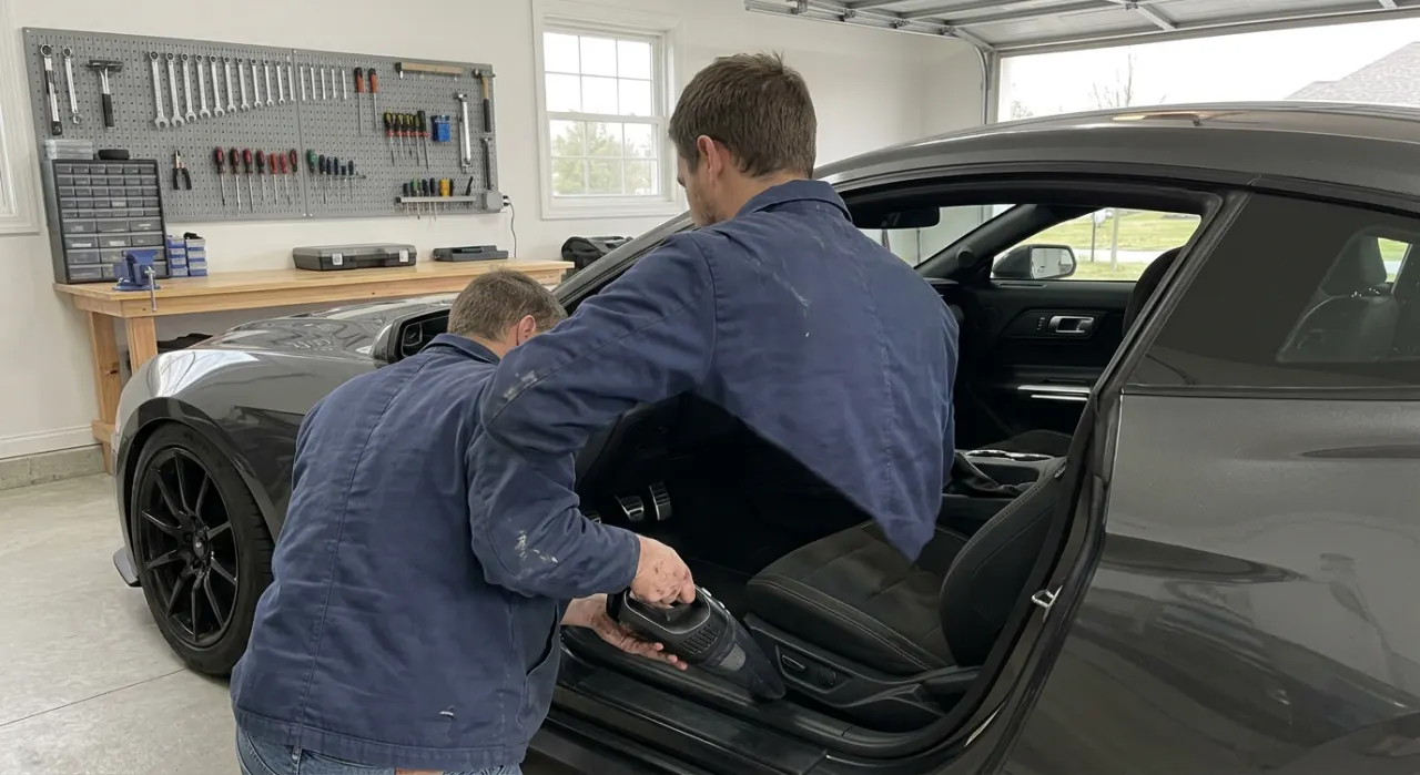 Best Handheld Car Vacuums — being worked on, seen from behind