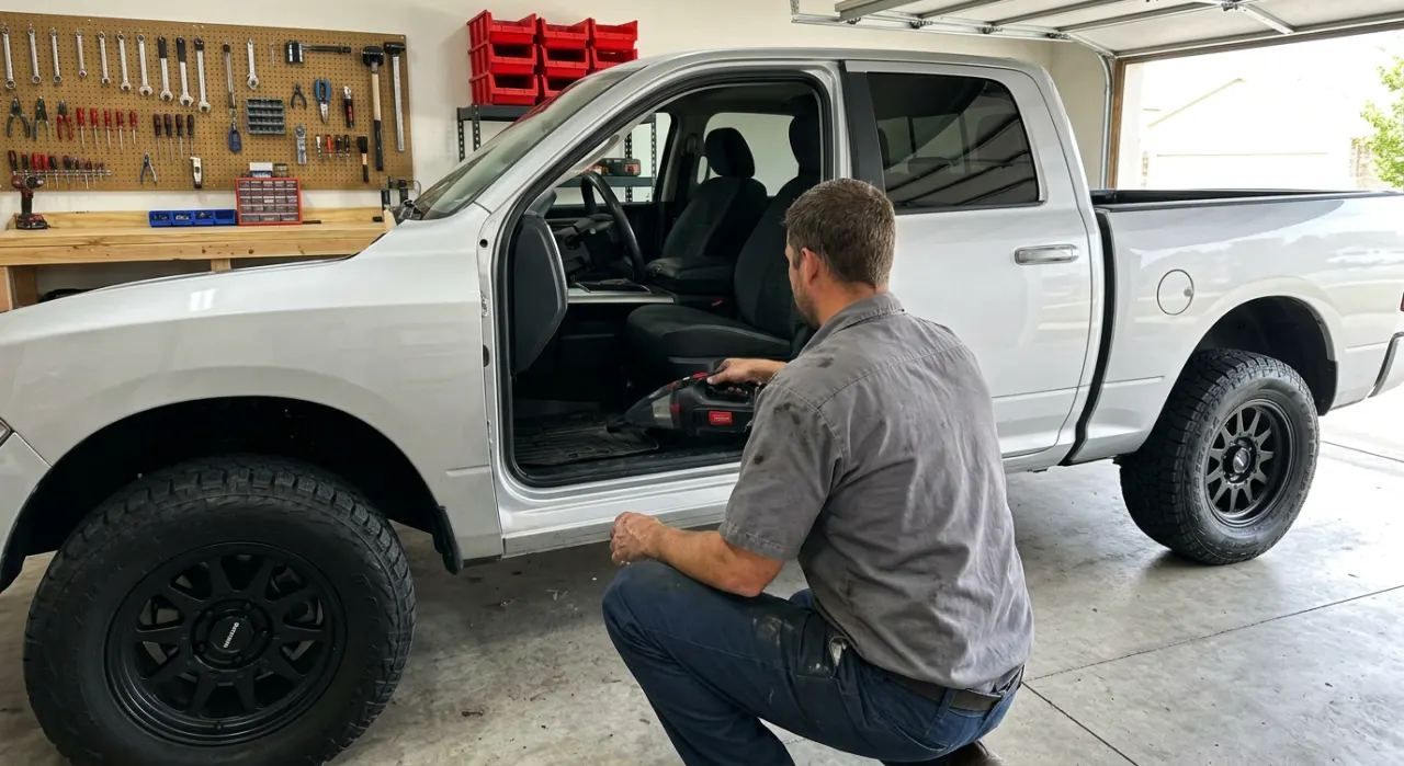 Best Portable Car Vacuums — being worked on, seen from behind