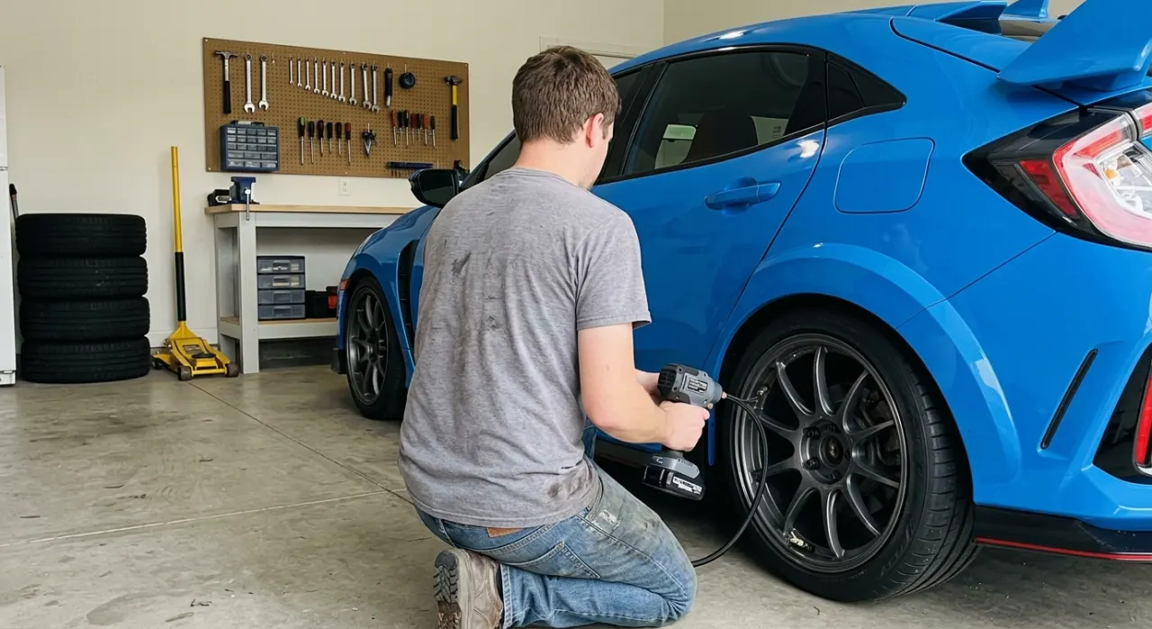 Best Value Tire Inflators for the Money — being worked on, seen from behind