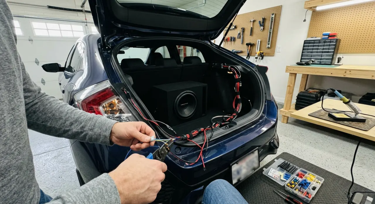 Subwoofer — being worked on, seen from behind