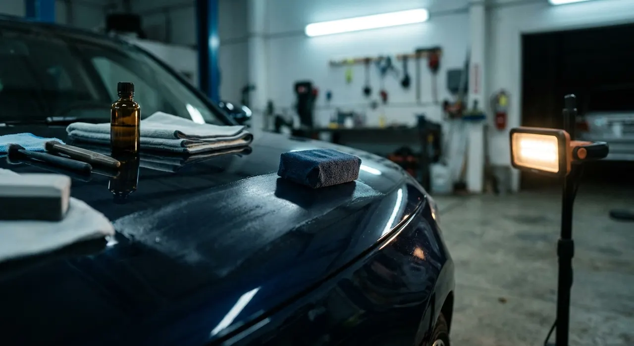 Ceramic Coating Cure Time — being worked on, seen from behind