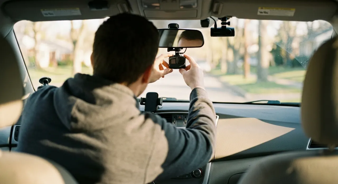 How to View and Save Dash Cam Footage — being worked on, seen from behind