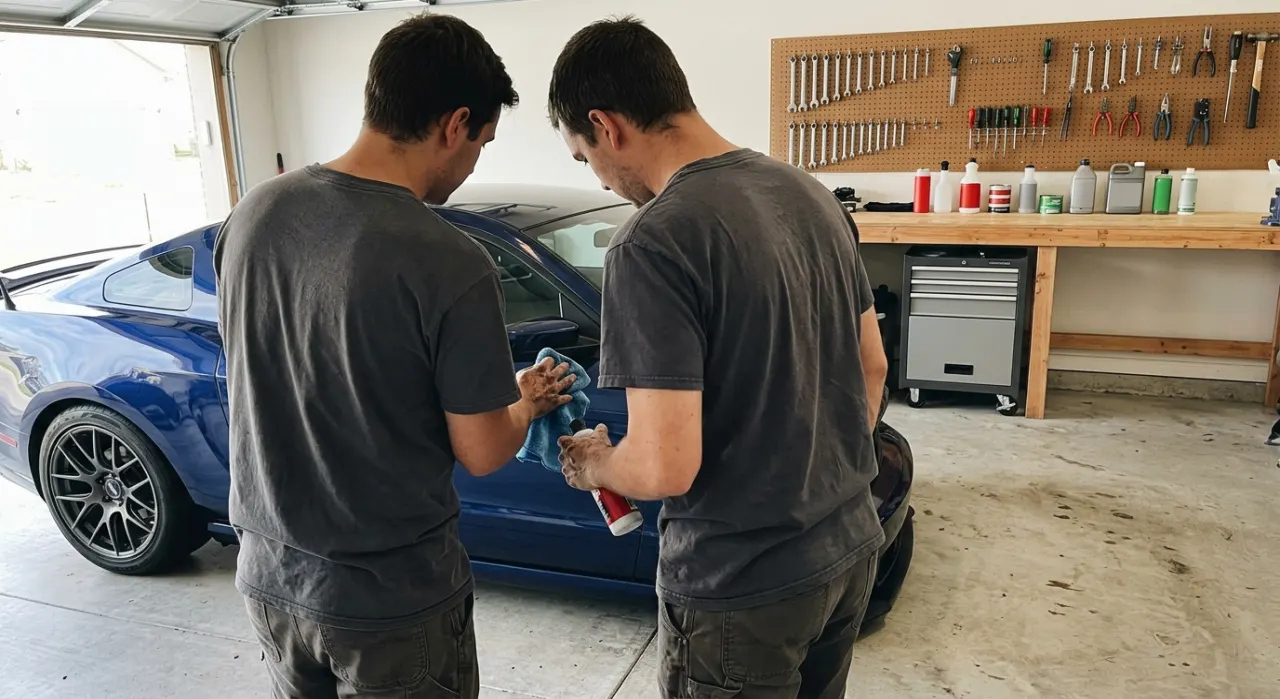 Meguiar's Ultimate Compound vs Chemical Guys VSS vs 3D One — being worked on, seen from behind