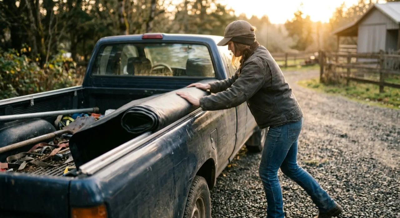 Best Tonneau Covers With a Tool Box — being worked on, seen from behind