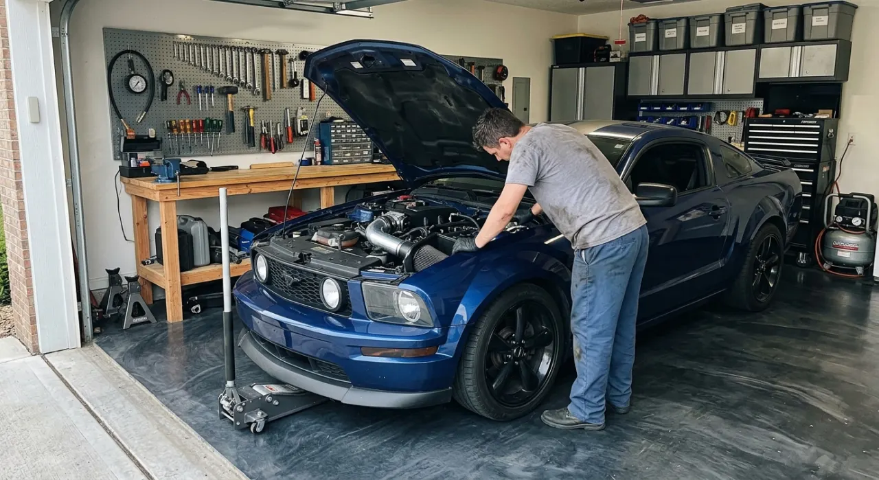 GPM vs PSI for Car Washing: Which Matters? — a pressure washer nozzle spraying water across a dark car panel