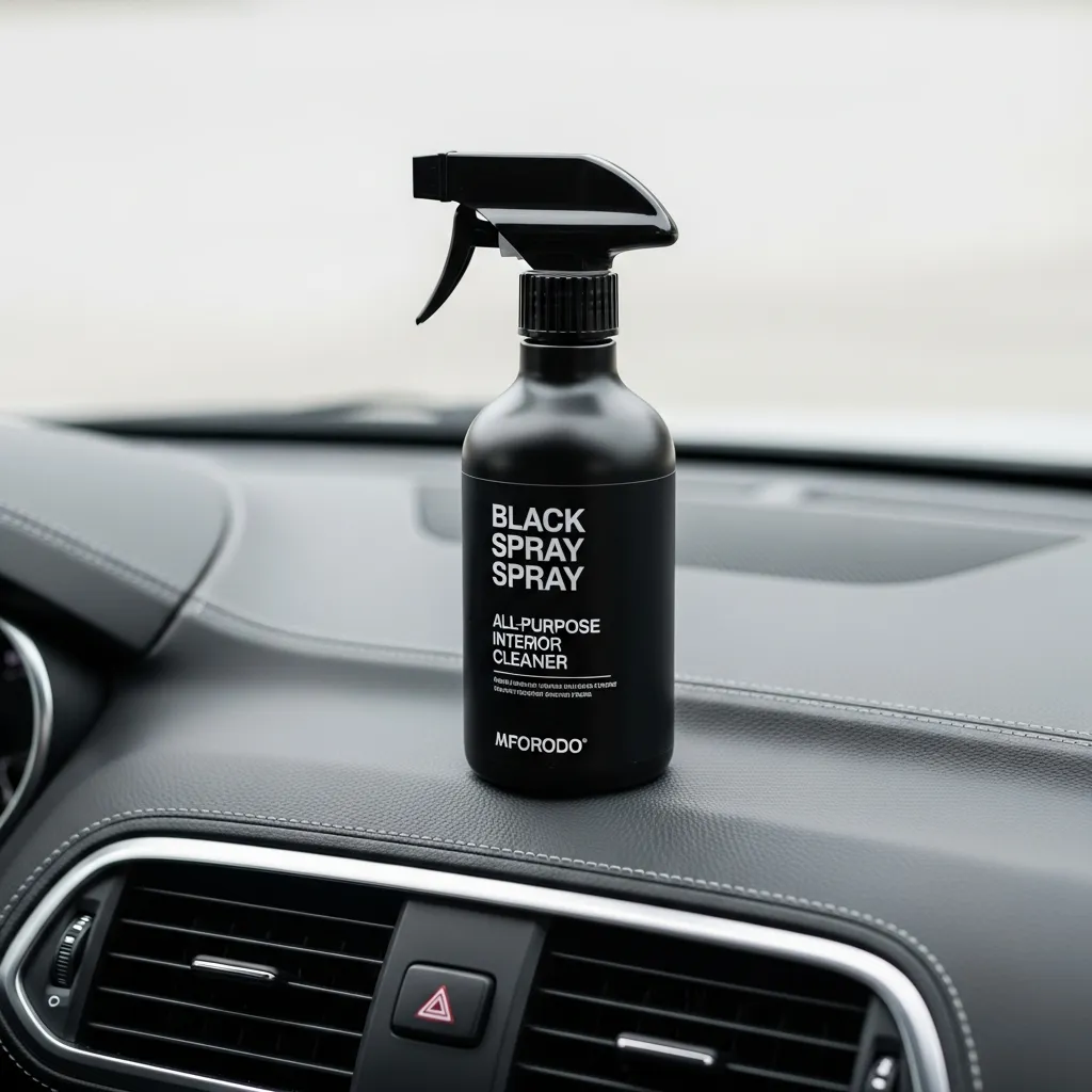 A spray bottle of car interior cleaner on a clean dashboard, our top-rated interior cleaner for 2026