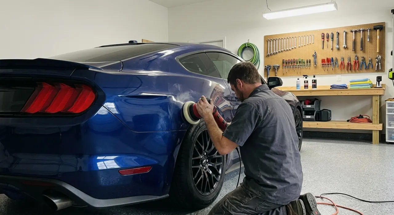 How to Remove Swirl Marks From Car Paint — a close-up of a car paint scratch being corrected to a flawless finish
