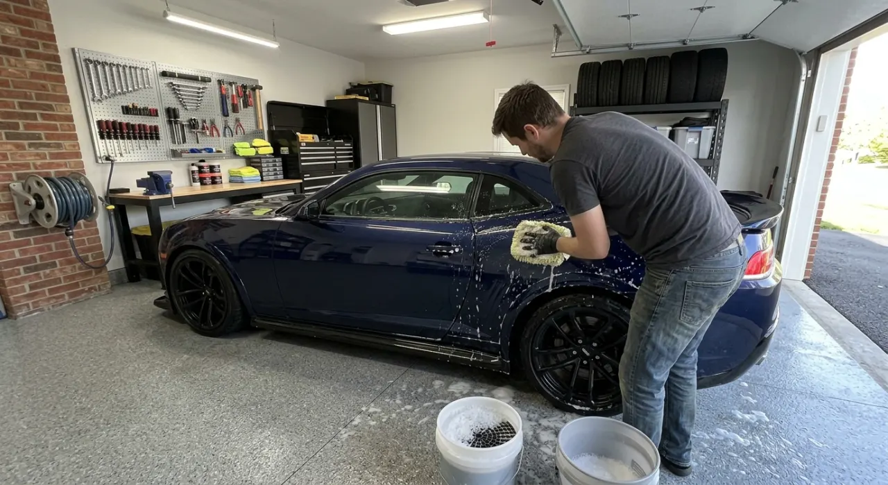 Best Car Wash Soap: pH-Neutral Picks That Won — a plush microfiber wash mitt and soapy suds on wet glossy car paint