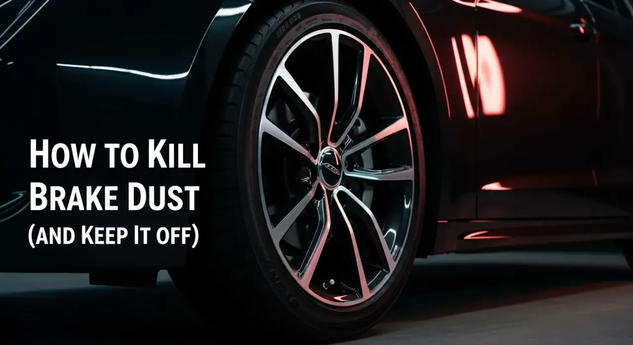 How to Kill Brake Dust (and Keep It Off) — a gleaming clean alloy car wheel with a freshly dressed glossy black tire